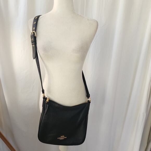 Coach Ellie Refined Pebble Leather File Shoulder Bag/Crossbody Black / Gold - Picture 10 of 12